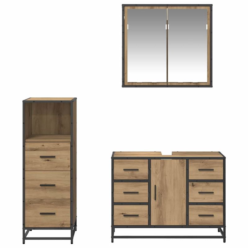 Casa si Gradina - Mobilier - Seturi de mobilier - Seturi baie - Set de mobilier pentru baie cu sertar 3 pcs stejar artizanal - Infinity.ro
