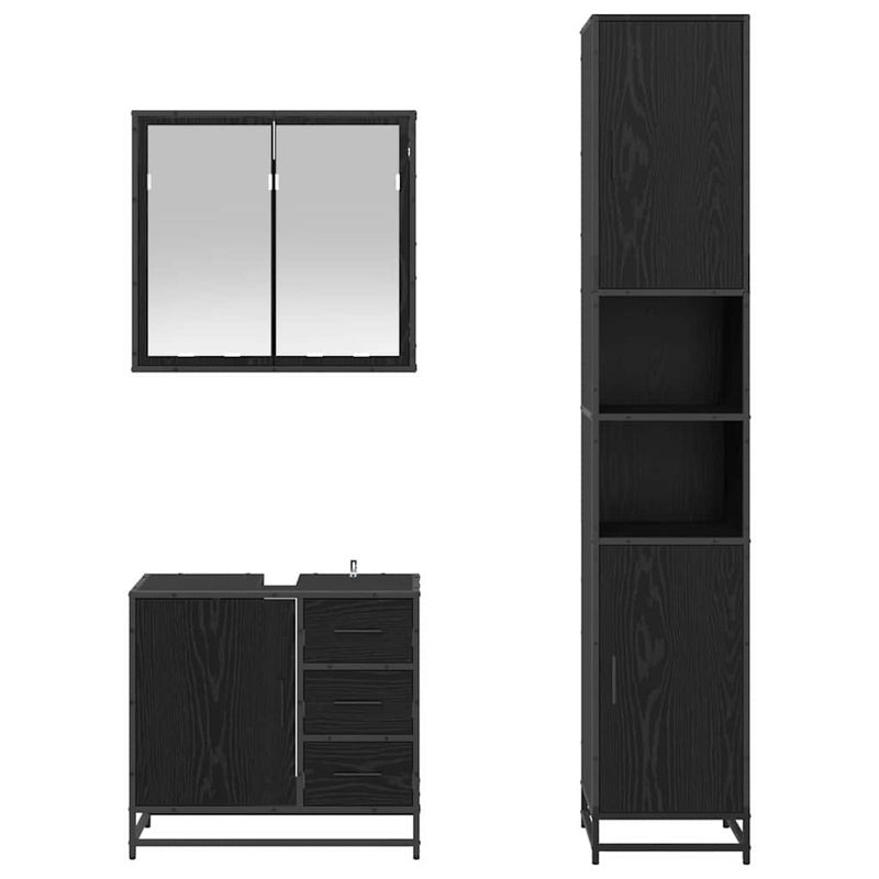 Casa si Gradina - Mobilier - Seturi de mobilier - Seturi baie - Set de mobilier pentru baie 3 pcs Stejar negru 65 x 33 x 60 cm - Infinity.ro