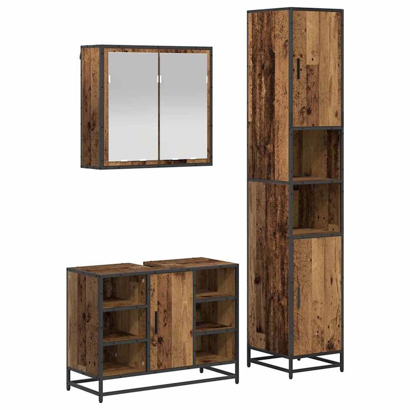 Casa si Gradina - Mobilier - Seturi de mobilier - Seturi baie - Set de mobilier pentru baie 3 pcs Lemn vechi 80 x 33 x 60 cm - Infinity.ro