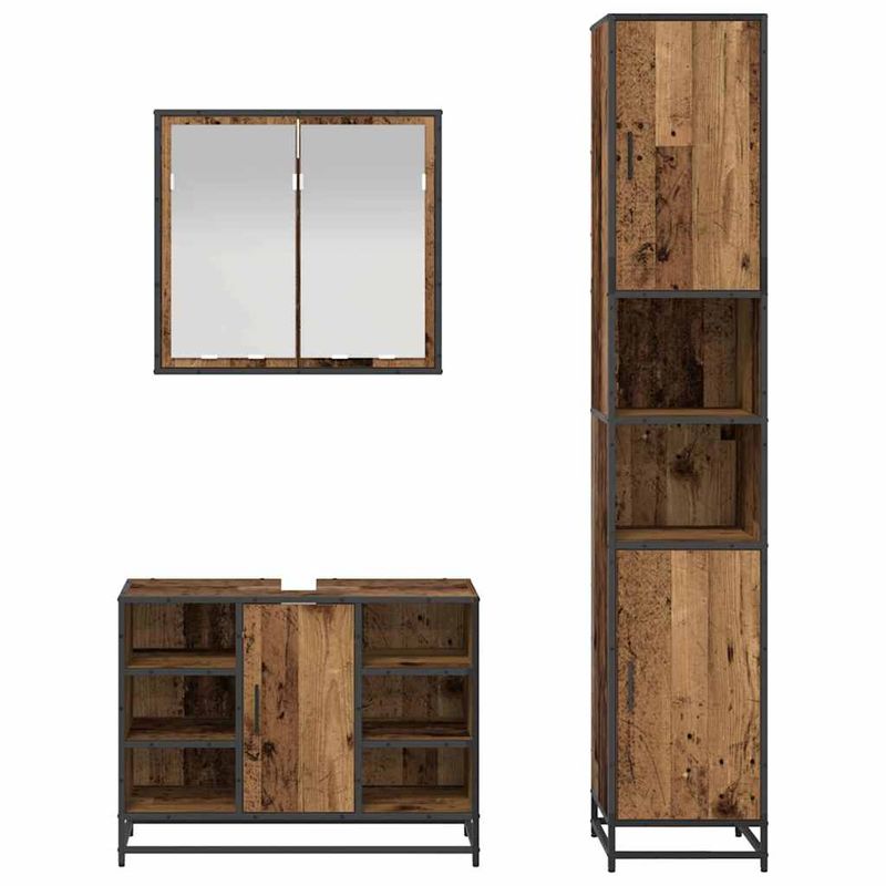 Casa si Gradina - Mobilier - Seturi de mobilier - Seturi baie - Set de mobilier pentru baie 3 pcs Lemn vechi 80 x 33 x 60 cm - Infinity.ro
