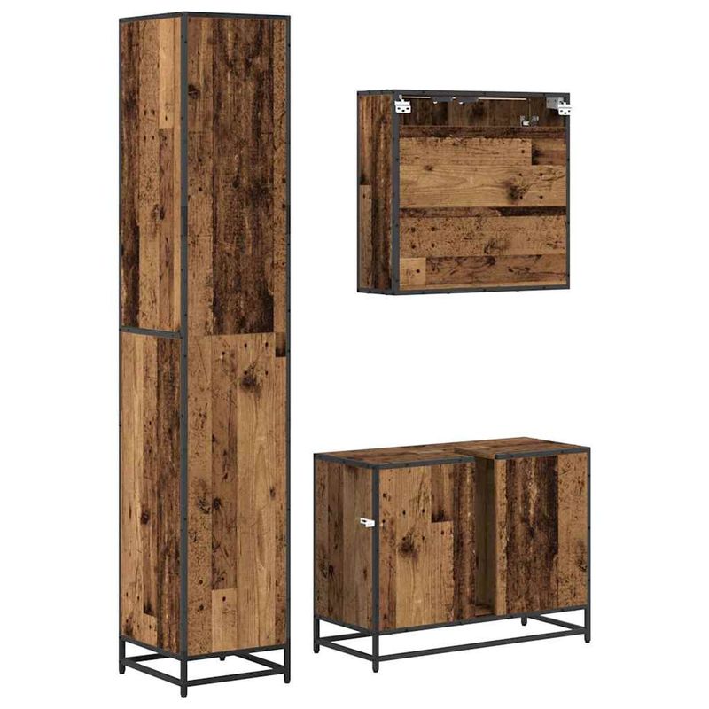 Casa si Gradina - Mobilier - Seturi de mobilier - Seturi baie - Set de mobilier pentru baie 3 pcs Lemn vechi 80 x 33 x 60 cm - Infinity.ro