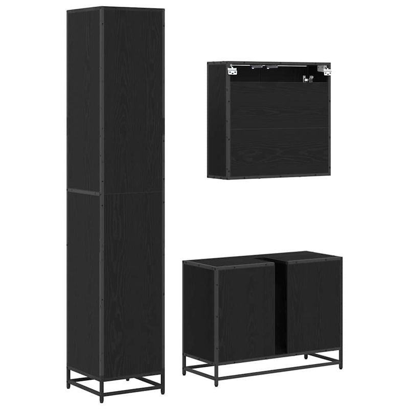Casa si Gradina - Mobilier - Seturi de mobilier - Seturi baie - Set de mobilier pentru baie 3 pcs Stejar negru 80 x 33 x 60 cm - Infinity.ro