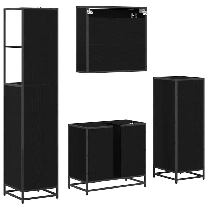 Casa si Gradina - Mobilier - Seturi de mobilier - Seturi baie - Set de mobilier pentru baie 4 pcs Stejar negru 65 x 33 x 60 cm - Infinity.ro