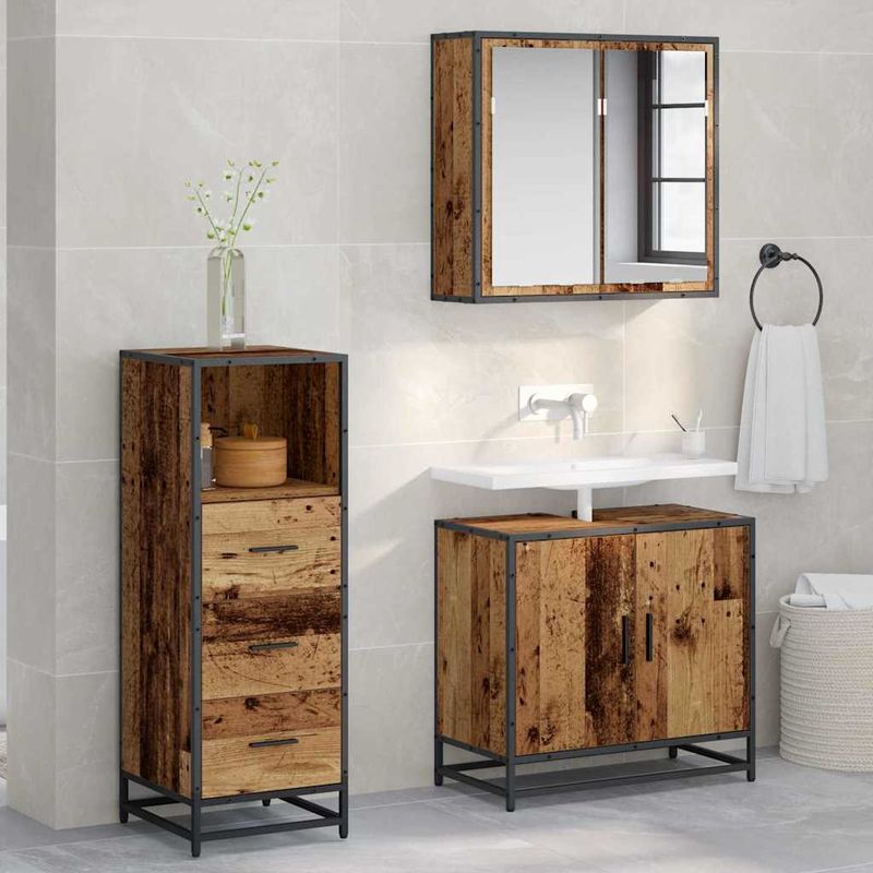Casa si Gradina - Mobilier - Seturi de mobilier - Seturi baie - Set de mobilier pentru baie 3 pcs Lemn vechi 65 x 33 x 60 cm - Infinity.ro
