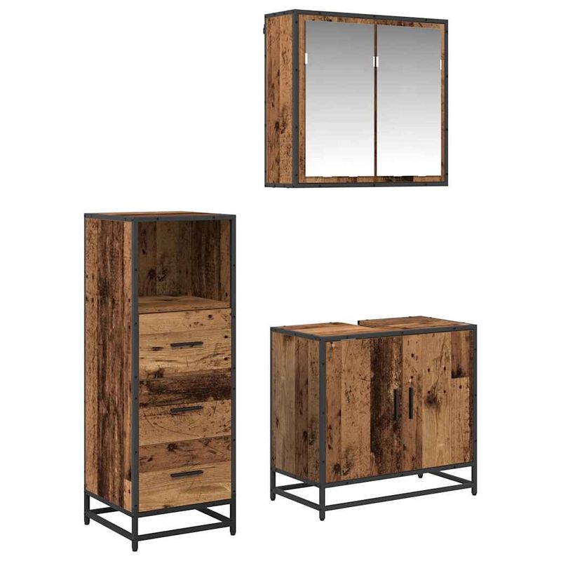 Casa si Gradina - Mobilier - Seturi de mobilier - Seturi baie - Set de mobilier pentru baie 3 pcs Lemn vechi 65 x 33 x 60 cm - Infinity.ro