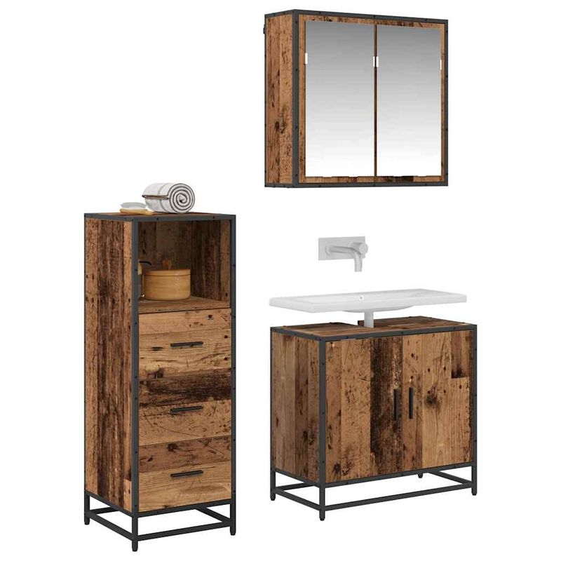 Casa si Gradina - Mobilier - Seturi de mobilier - Seturi baie - Set de mobilier pentru baie 3 pcs Lemn vechi 65 x 33 x 60 cm - Infinity.ro