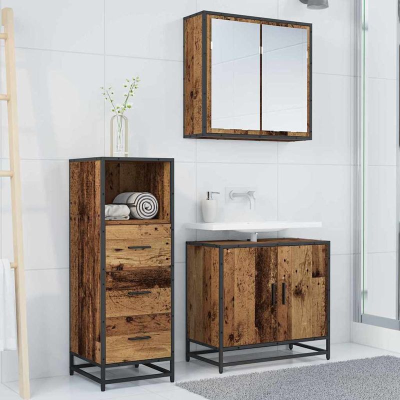 Casa si Gradina - Mobilier - Seturi de mobilier - Seturi baie - Set de mobilier pentru baie 3 pcs Lemn vechi 65 x 33 x 60 cm - Infinity.ro