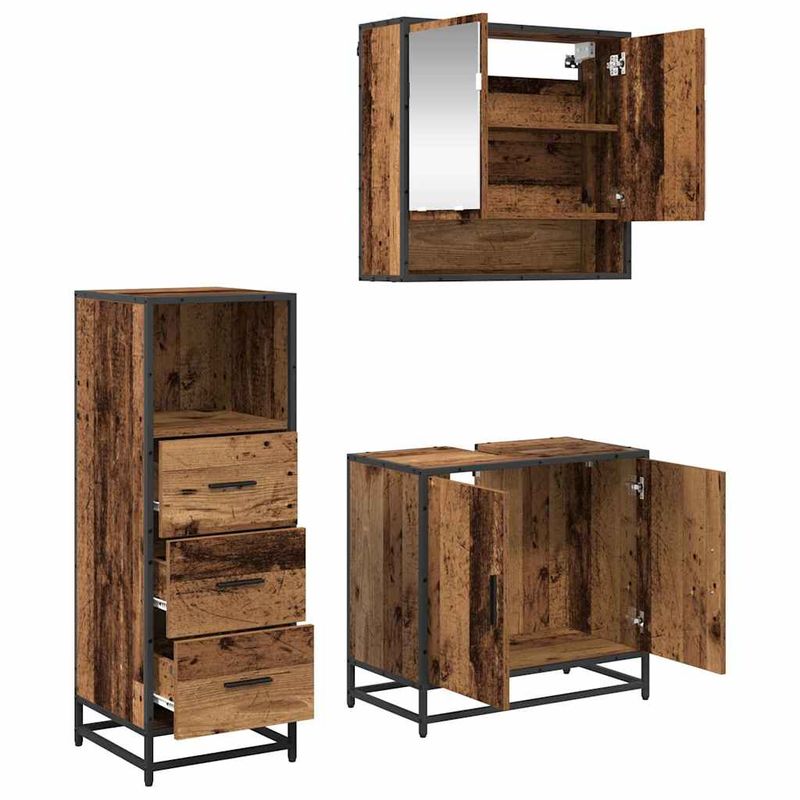 Casa si Gradina - Mobilier - Seturi de mobilier - Seturi baie - Set de mobilier pentru baie 3 pcs Lemn vechi 65 x 33 x 60 cm - Infinity.ro