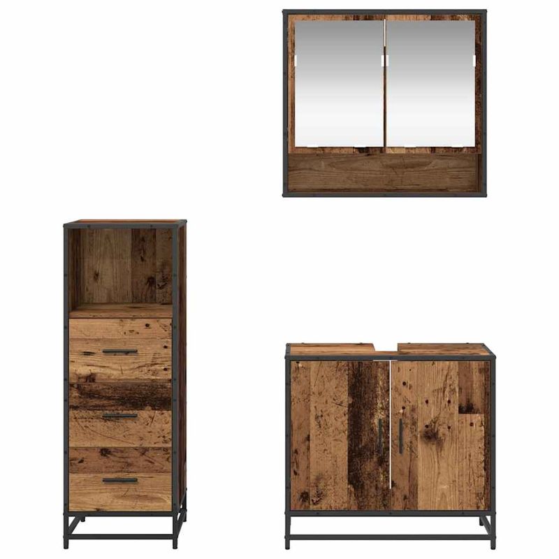 Casa si Gradina - Mobilier - Seturi de mobilier - Seturi baie - Set de mobilier pentru baie 3 pcs Lemn vechi 65 x 33 x 60 cm - Infinity.ro