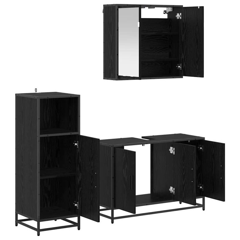 Casa si Gradina - Mobilier - Seturi de mobilier - Seturi baie - Set de mobilier pentru baie 3 pcs Stejar negru 90 x 33 x 60 cm - Infinity.ro