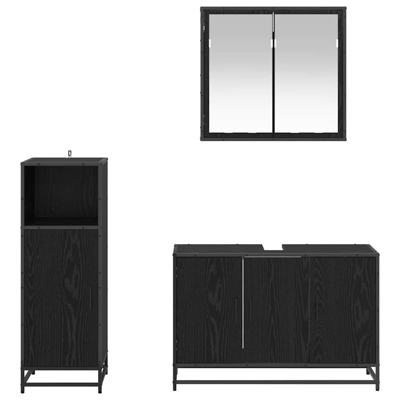 Casa si Gradina - Mobilier - Seturi de mobilier - Seturi baie - Set de mobilier pentru baie 3 pcs Stejar negru 90 x 33 x 60 cm - Infinity.ro