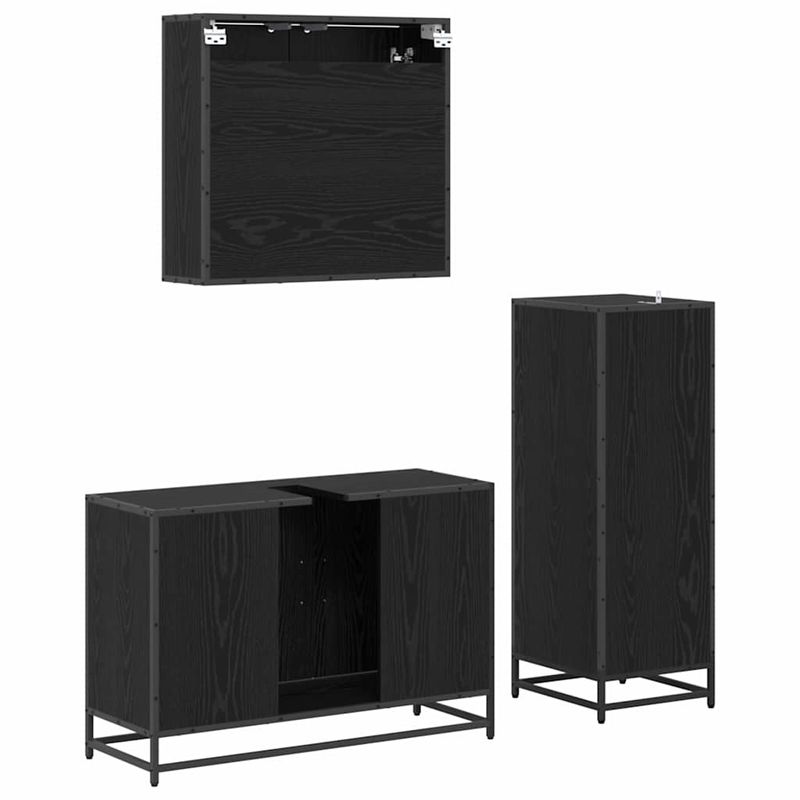 Casa si Gradina - Mobilier - Seturi de mobilier - Seturi baie - Set de mobilier pentru baie 3 pcs Stejar negru 90 x 33 x 60 cm - Infinity.ro