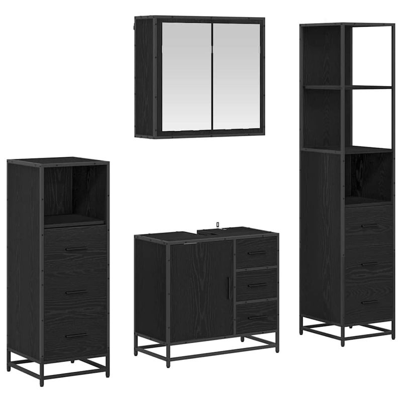 Casa si Gradina - Mobilier - Seturi de mobilier - Seturi baie - Set de mobilier pentru baie 4 pcs Stejar negru 65 x 33 x 60 cm - Infinity.ro