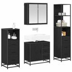 Casa si Gradina - Mobilier - Seturi de mobilier - Seturi baie - Set de mobilier pentru baie 4 pcs Stejar negru 65 x 33 x 60 cm - Infinity.ro