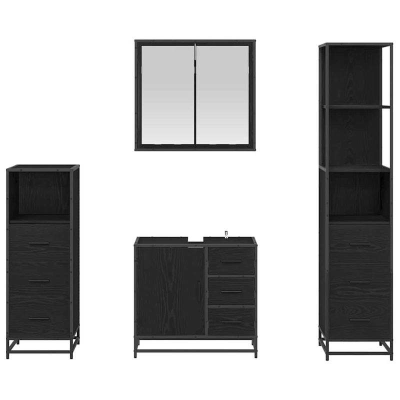 Casa si Gradina - Mobilier - Seturi de mobilier - Seturi baie - Set de mobilier pentru baie 4 pcs Stejar negru 65 x 33 x 60 cm - Infinity.ro