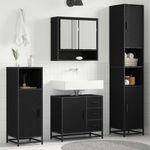 Casa si Gradina - Mobilier - Seturi de mobilier - Seturi baie - Set de mobilier pentru baie cu sertar cu usa 4 pcs Stejar negru - Infinity.ro