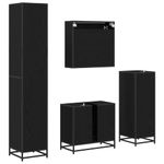 Casa si Gradina - Mobilier - Seturi de mobilier - Seturi baie - Set de mobilier pentru baie cu sertar cu usa 4 pcs Stejar negru - Infinity.ro