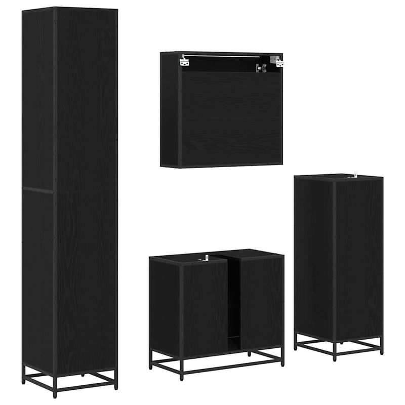 Casa si Gradina - Mobilier - Seturi de mobilier - Seturi baie - Set de mobilier pentru baie cu sertar cu usa 4 pcs Stejar negru - Infinity.ro