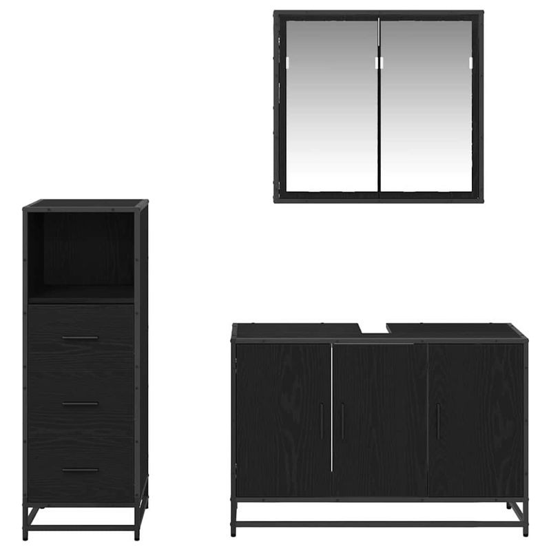 Casa si Gradina - Mobilier - Seturi de mobilier - Seturi baie - Set de mobilier pentru baie 3 pcs Stejar negru 90 x 33 x 60 cm - Infinity.ro