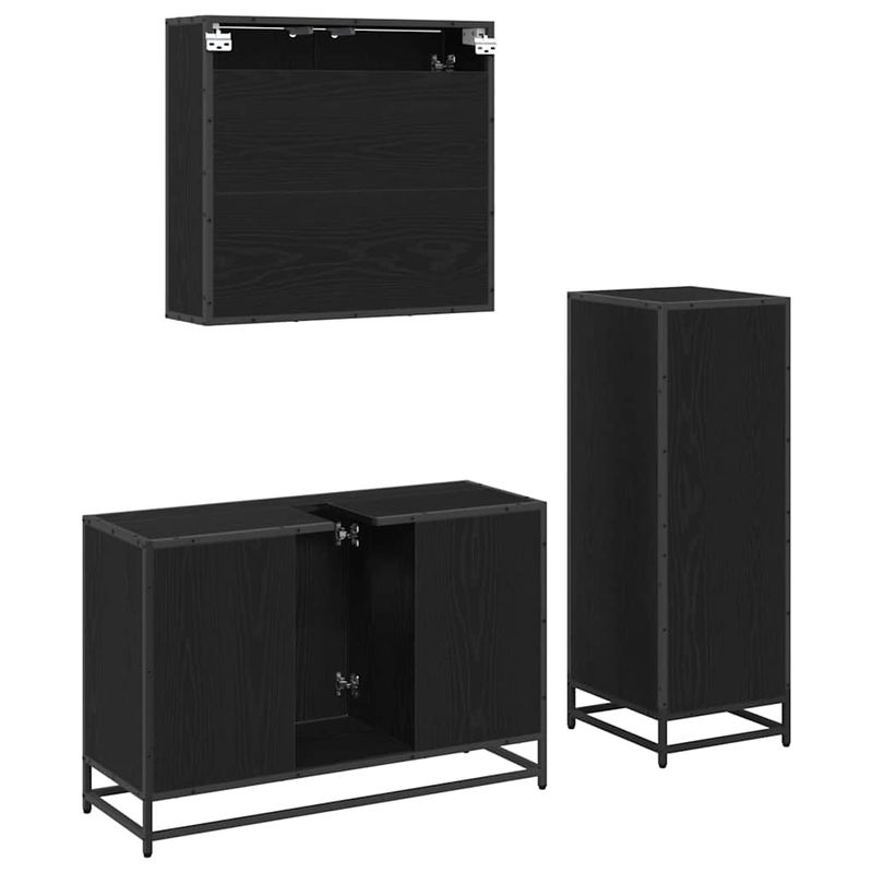 Casa si Gradina - Mobilier - Seturi de mobilier - Seturi baie - Set de mobilier pentru baie 3 pcs Stejar negru 90 x 33 x 60 cm - Infinity.ro