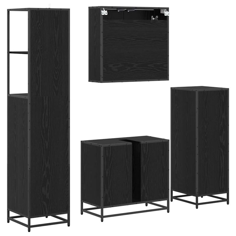 Casa si Gradina - Mobilier - Seturi de mobilier - Seturi baie - Set de mobilier pentru baie 4 pcs Stejar negru 65 x 33 x 60 cm - Infinity.ro
