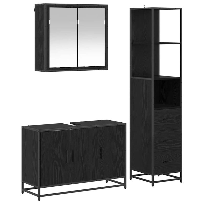 Casa si Gradina - Mobilier - Seturi de mobilier - Seturi baie - Set de mobilier pentru baie 3 pcs Stejar negru 90 x 33 x 60 cm - Infinity.ro
