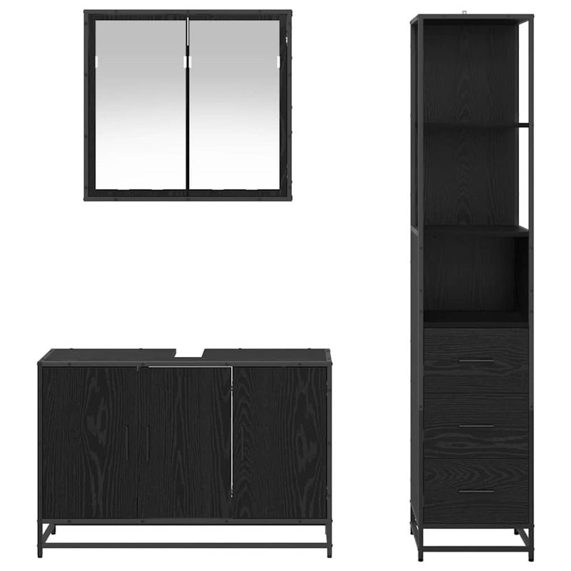 Casa si Gradina - Mobilier - Seturi de mobilier - Seturi baie - Set de mobilier pentru baie 3 pcs Stejar negru 90 x 33 x 60 cm - Infinity.ro