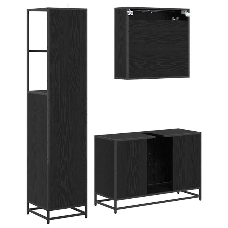 Casa si Gradina - Mobilier - Seturi de mobilier - Seturi baie - Set de mobilier pentru baie 3 pcs Stejar negru 90 x 33 x 60 cm - Infinity.ro