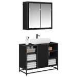 Casa si Gradina - Mobilier - Seturi de mobilier - Seturi baie - Set de mobilier pentru baie 2 pcs Stejar negru 80 x 33 x 60 cm - Infinity.ro