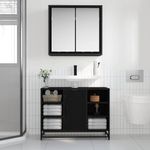 Casa si Gradina - Mobilier - Seturi de mobilier - Seturi baie - Set de mobilier pentru baie 2 pcs Stejar negru 80 x 33 x 60 cm - Infinity.ro