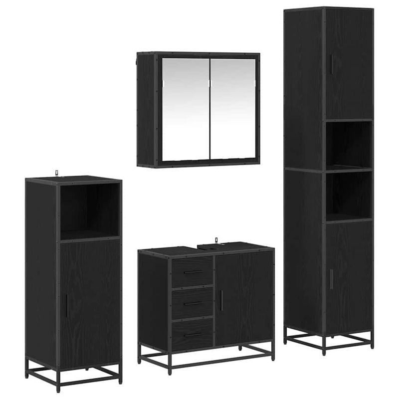 Casa si Gradina - Mobilier - Seturi de mobilier - Seturi baie - Set de mobilier pentru baie 4 pcs Stejar negru 65 x 33 x 60 cm - Infinity.ro
