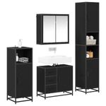Casa si Gradina - Mobilier - Seturi de mobilier - Seturi baie - Set de mobilier pentru baie 4 pcs Stejar negru 65 x 33 x 60 cm - Infinity.ro