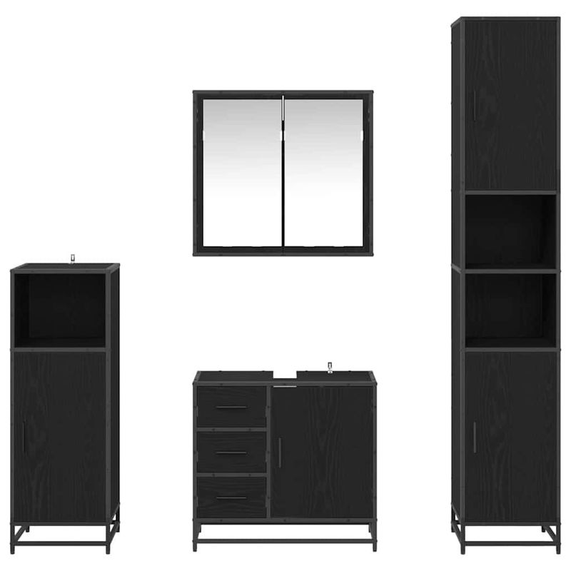 Casa si Gradina - Mobilier - Seturi de mobilier - Seturi baie - Set de mobilier pentru baie 4 pcs Stejar negru 65 x 33 x 60 cm - Infinity.ro