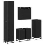 Casa si Gradina - Mobilier - Seturi de mobilier - Seturi baie - Set de mobilier pentru baie 4 pcs Stejar negru 65 x 33 x 60 cm - Infinity.ro