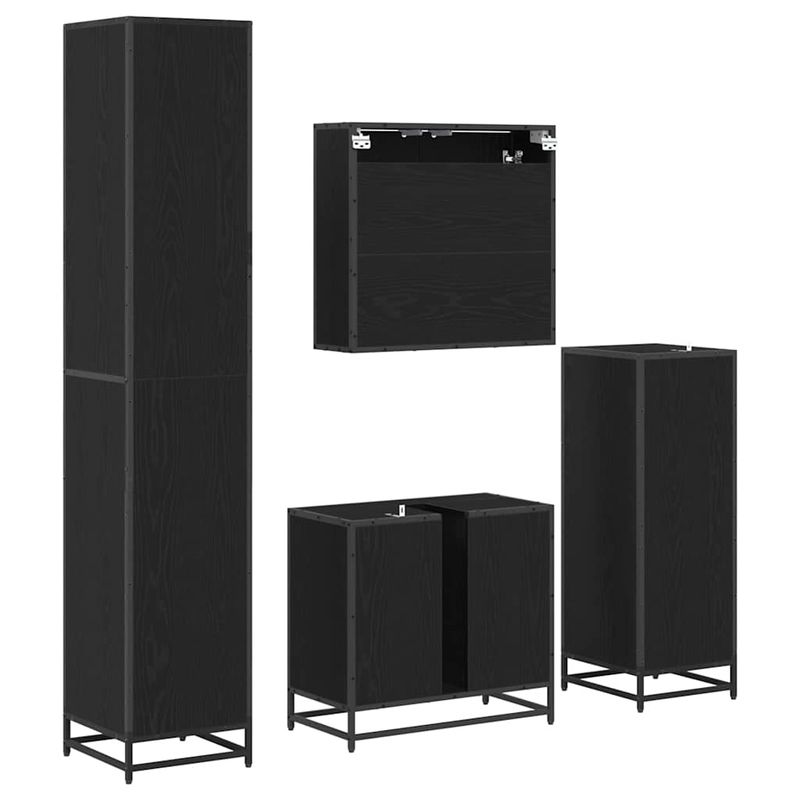 Casa si Gradina - Mobilier - Seturi de mobilier - Seturi baie - Set de mobilier pentru baie 4 pcs Stejar negru 65 x 33 x 60 cm - Infinity.ro