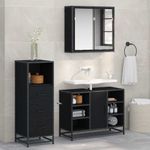 Casa si Gradina - Mobilier - Seturi de mobilier - Seturi baie - Set de mobilier pentru baie 3 pcs Stejar negru 80 x 33 x 60 cm - Infinity.ro