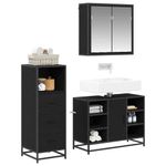 Casa si Gradina - Mobilier - Seturi de mobilier - Seturi baie - Set de mobilier pentru baie 3 pcs Stejar negru 80 x 33 x 60 cm - Infinity.ro