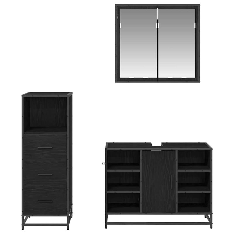 Casa si Gradina - Mobilier - Seturi de mobilier - Seturi baie - Set de mobilier pentru baie 3 pcs Stejar negru 80 x 33 x 60 cm - Infinity.ro