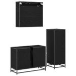 Casa si Gradina - Mobilier - Seturi de mobilier - Seturi baie - Set de mobilier pentru baie 3 pcs Stejar negru 80 x 33 x 60 cm - Infinity.ro