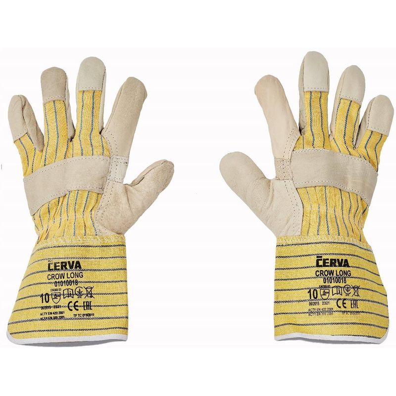 Casa si Gradina - Constructii - Echipamente de lucru - Manusi protectia muncii - CROW LONG - Manusi de protectie din piele combinate Cerva 10 - Infinity.ro