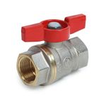 Casa si Gradina - Sanitare - Instalatii hidro - Robineti - Robinet cu bila Giacomini R951X025 DADO, filet interior–interior 1”, alama nichelata, maner tip T rosu - Infinity.ro