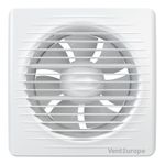 Casa si Gradina - Sanitare - Suporturi si accesorii baie - Sisteme de ventilatie - Ventilator de perete VentEurope CLASSIC150, patrat, diametru 150 mm, debit 290 mc/h, 16W, IP24, plasa anti-insecte, Alb - Infinity.ro