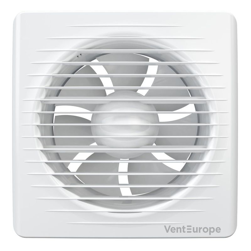 Casa si Gradina - Sanitare - Suporturi si accesorii baie - Sisteme de ventilatie - Ventilator de perete VentEurope CLASSIC150, patrat, diametru 150 mm, debit 290 mc/h, 16W, IP24, plasa anti-insecte, Alb - Infinity.ro