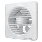 Casa si Gradina - Sanitare - Suporturi si accesorii baie - Sisteme de ventilatie - Ventilator de perete VentEurope CLASSIC150, patrat, diametru 150 mm, debit 290 mc/h, 16W, IP24, plasa anti-insecte, Alb - Infinity.ro