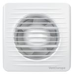 Casa si Gradina - Sanitare - Suporturi si accesorii baie - Sisteme de ventilatie - Ventilator de perete VentEurope CLASSIC125BD, cu clapeta antiretur 125 mm, debit 183 mc/h, 16W, IP24, Alb - Infinity.ro