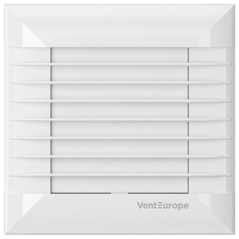 Casa si Gradina - Sanitare - Suporturi si accesorii baie - Sisteme de ventilatie - Ventilator de perete VentEurope AUTO100, patrat, diametru 100 mm, debit 85 mc/h, 16W, IP24, jaluzele automate, Alb - Infinity.ro
