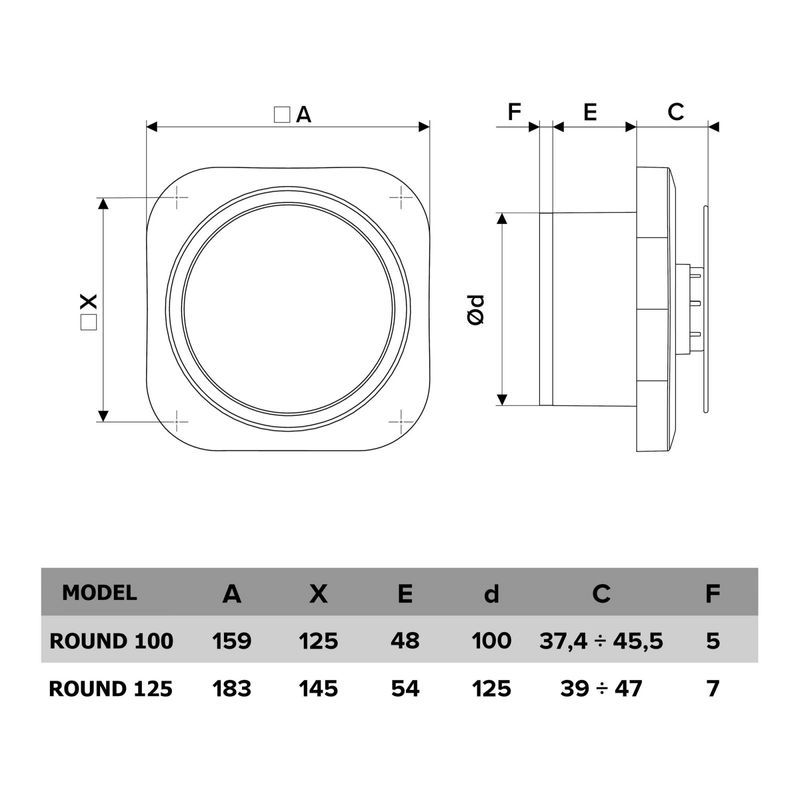 Casa si Gradina - Sanitare - Suporturi si accesorii baie - Sisteme de ventilatie - Ventilator de baie VentEurope ROUND125BDBB, motor pe rulmenti, diametru 125 mm, debit 150 m³/h, 20W, IP24 - Infinity.ro