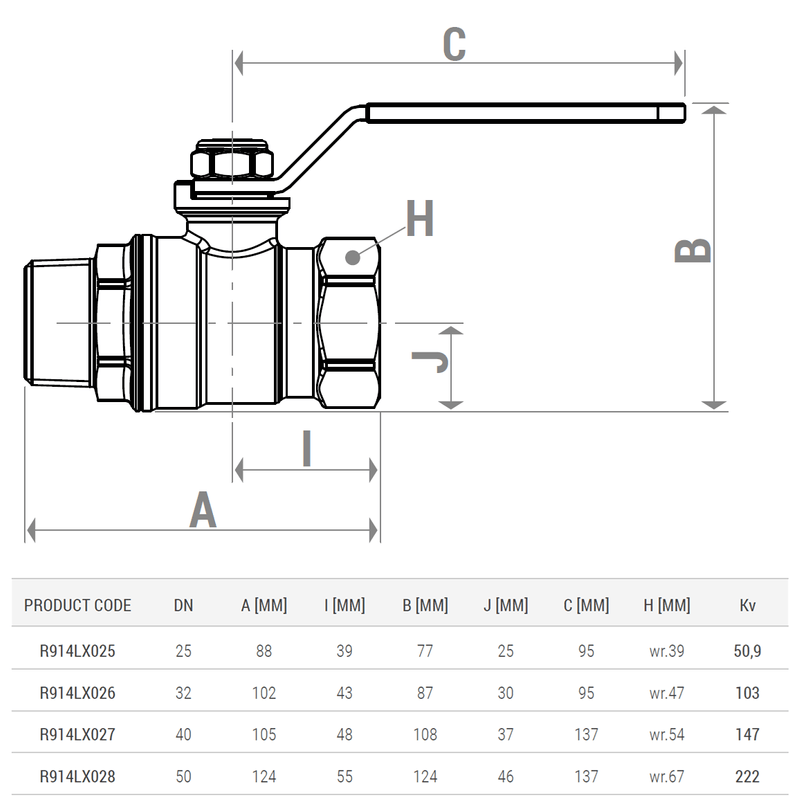 Casa si Gradina - Sanitare - Instalatii hidro - Robineti - Robinet cu bila Giacomini R914LX027 DADO, filet interior-exterior, diametru 1” 1/2, alama nichelata, trecere total - Infinity.ro