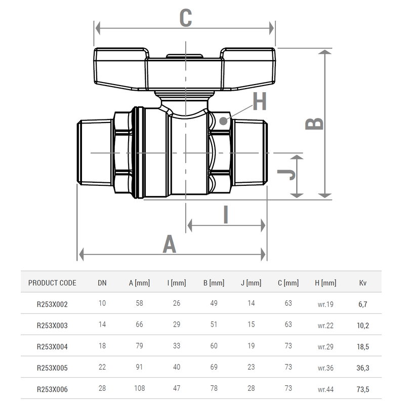 Casa si Gradina - Sanitare - Instalatii hidro - Robineti - Robinet cu bila Giacomini R253X005, filet exterior 1” x 1”, maner tip T rosu, pentru instalatii termice, alama cromata - Infinity.ro