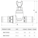 Casa si Gradina - Sanitare - Instalatii hidro - Robineti - Robinet cu bila Giacomini RM173Y033, pentru teava multistrat 16x2 mm, sistem presare - Infinity.ro